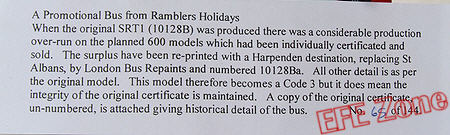 10128BA The numbered certificate supplied with the model