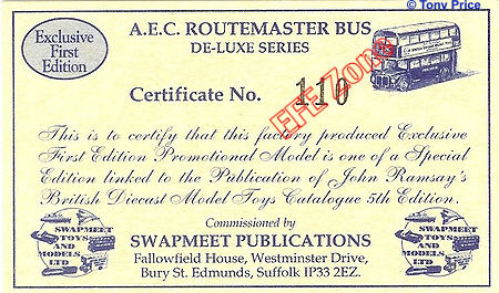 The certificate supplied with the model