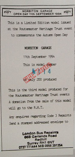 The certificate supplied with the model