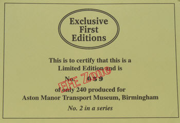 The certificate supplied with the model