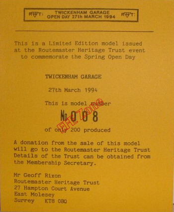 The certificate supplied with the model