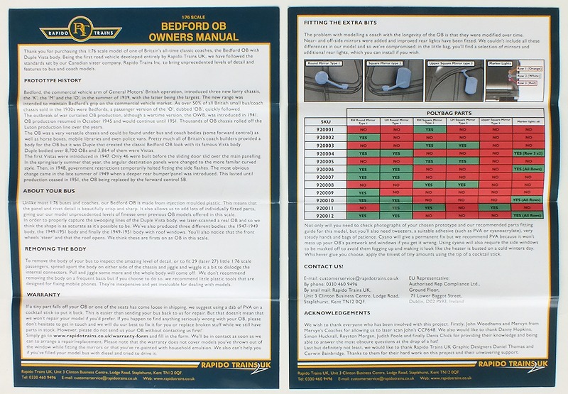 UK920010 Instructions leaflet